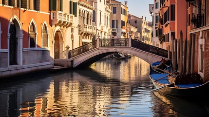 Poster Canal in Venice, Italy. Panoramic view of Venice. © I