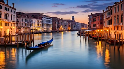 Venice, Italy. Panoramic view of the Grand Canal at sunset.