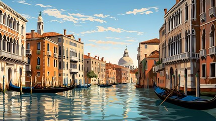 panoramic view of grand canal in Venice, Italy, Europe
