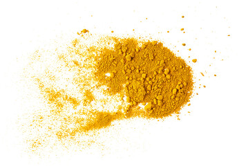 a pile of aromatic curry spice, dried cooking spicy ingredient, graphic element isolated on a...