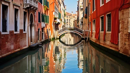 Outdoor-Kissen Canal in Venice, Italy. Panoramic view of Venice, Italy. © I