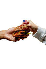 person holding Burger with Flug