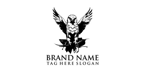 The vector logo of an owl perched on a tree is suitable for your logo