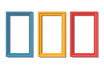 Photo frame on wall in a flat style. Blank photo frame vector illustration.