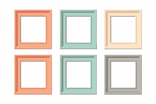 Photo frame on wall in a flat style. Blank photo frame vector illustration.