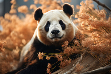 Giant Panda in autumn
