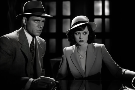 Classic black and white detective duo, male and female partners.
