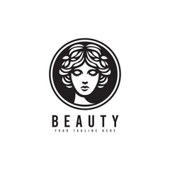 Minimalist style beauty logo, with the silhouette of a beautiful woman's face. For fashion logos, beauty or makeup logos.