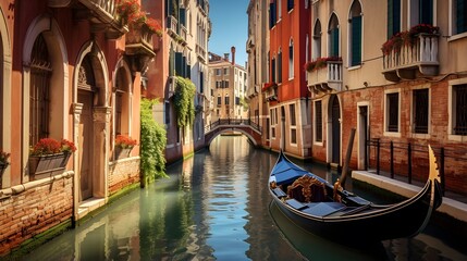 Panoramic view of a canal in Venice, Italy