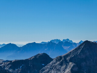 Panoramic view from majestic mountain peak of Hochschober, Schober Group, High Tauern National...