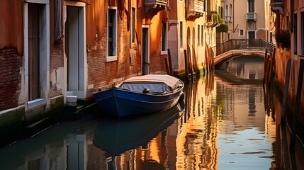 Canal in Venice, Italy. Panoramic view of the city. - obrazy, fototapety, plakaty