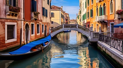 Foto auf Glas Canal in Venice, Italy. Panoramic view of Venice. © I