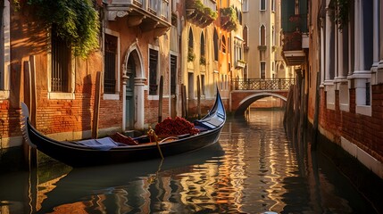 Gondola on the canal in Venice, Italy - obrazy, fototapety, plakaty