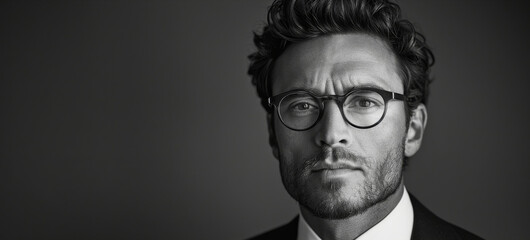 Fototapeta premium Stylish Man Wearing Glasses and Suit