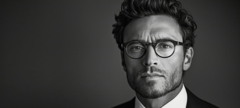 Stylish Man Wearing Glasses and Suit