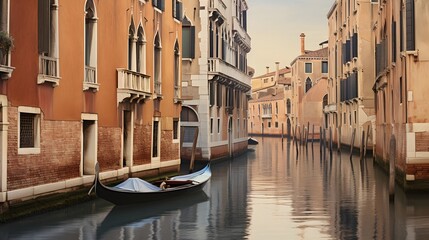 canal in venice - panoramic view - italy - obrazy, fototapety, plakaty