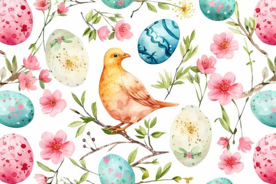 Watercolor Drawn beautiful multi-colored Easter eggs for the holiday of Holy Easter
