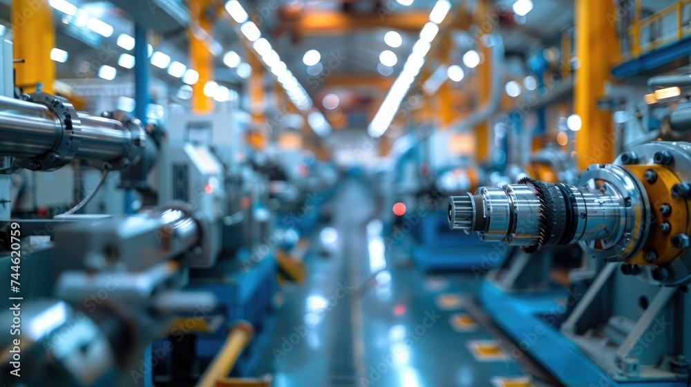 Poster Engineered products and machinery in factory. Generative AI.