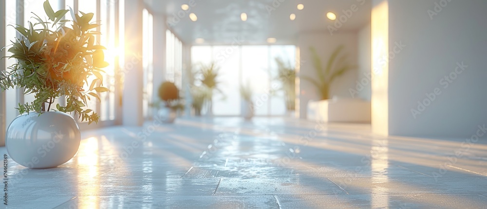 Poster as a background, you can use a blurred focus of an open office space in white