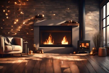 fireplace with christmas decorations