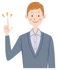 説明する男性　指差し　アイデア　提案