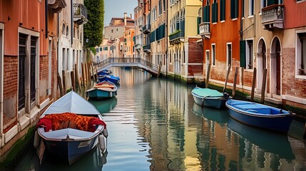 Panoramic view of a canal in Venice, ITALY - obrazy, fototapety, plakaty