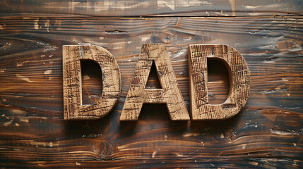 Happy Father’s Day dad text with wooden text dad writing, copy space text, 3D rendering illustration, happy fathers day - Powered by Adobe