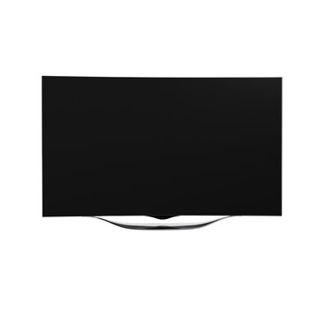 LG curved Oled TV 55 isolated on a white background with a blank white screen Mockup a clipping path
