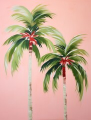 Three Palm Trees on Pink Wall. Printable Wall Art.