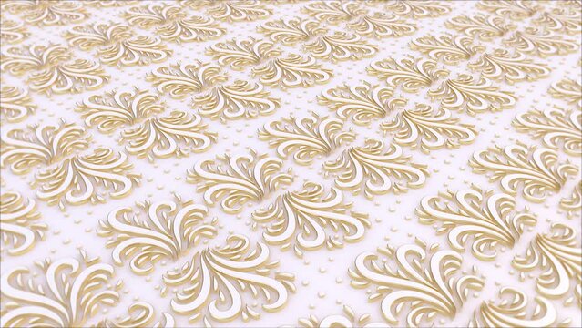 White background with gold ornament on a seamless loop