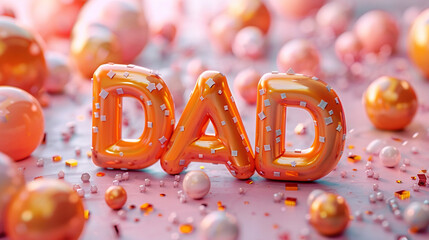 Happy Father’s Day dad text with balloon decor, copy space text, 3D rendering illustration, happy fathers day - Powered by Adobe