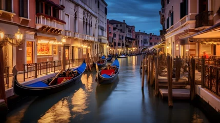 Papier Peint photo Gondoles Grand Canal in Venice at night, Italy