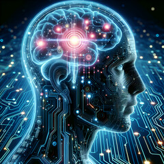 Cybernetic Odyssey Navigating Circuit Cyberspace in Neon Lights as the Futuristic Cyborg