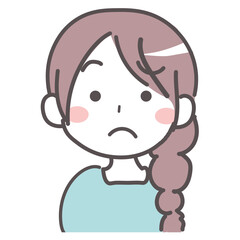 首を傾げて悩んでいる女性　困っている1-3