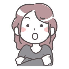 首を傾げて悩んでいる女性　困っている1-5