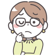 Obraz premium 首を傾げて悩んでいる女性 困っている1-6