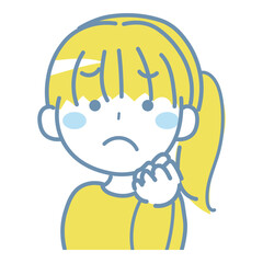 首を傾げて悩んでいる女性　困っている2-2