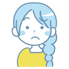 首を傾げて悩んでいる女性　困っている2-3