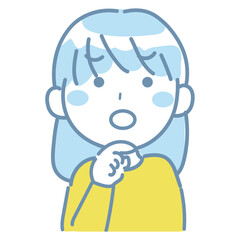 首を傾げて悩んでいる女性　困っている2-8