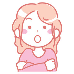 首を傾げて悩んでいる女性　困っている3-5