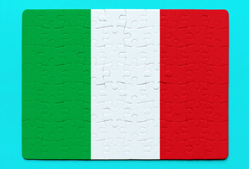 Italian Flag Puzzle on Blue