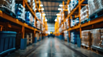 A loader man in the process of work, in a warehouse. Generative AI.