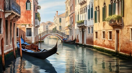 Gondola on the Grand Canal in Venice, ITALY - obrazy, fototapety, plakaty