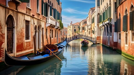 Venice, Italy. Panoramic view of a canal in Venice.