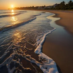Zelfklevend Fotobehang Summer Beaches The golden hour casts a warm glow over © Furkan