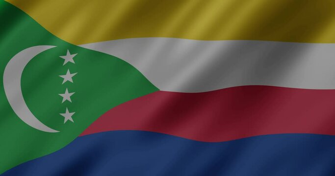 Comoros flag wavy 3d loop animation,Comoros fabric texture wavy flag animation	