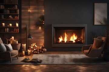 fireplace with christmas decorations