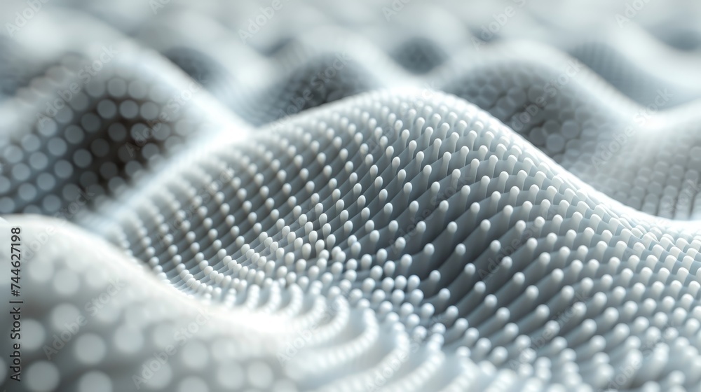 Fototapete Dot wave with weave lines. Abstract background. Structure of network connections.