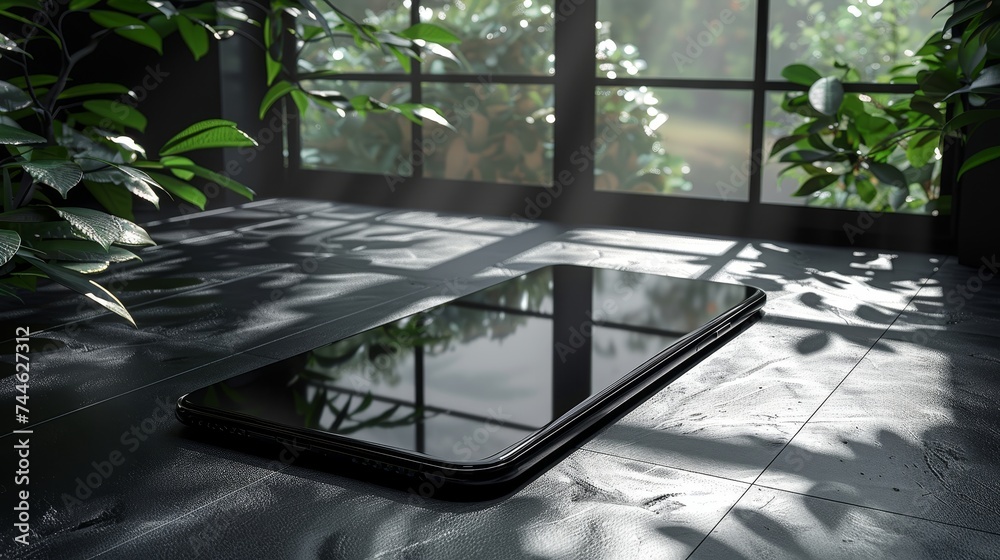 Poster smartphone blank screen mockup with realistic details