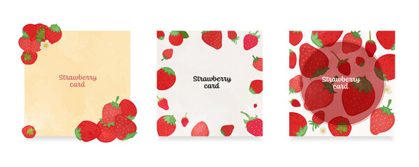 Cute strawberry illustration card set